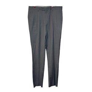 Paul Fredrick Men's Dress Pants Pleated Gabardine Classic Fit Lined Gray 36 NWT